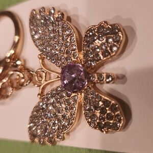 Isabella Glittering Crystal Butterfly Purple Center Crystal Bag Charm / Keychain